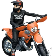 boy with motorcycle by tree sticker