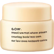 body moisturizer cream pot with a text saying glow  sticker