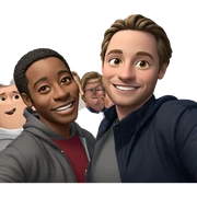 boys smiling in jackets sticker