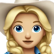 Blonde cowgirl, waist up, blue eyes sticker