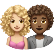 Curly brunette hair guy with blonde girl on romantic date sticker