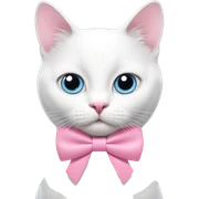 white cat with pink bowtie sticker