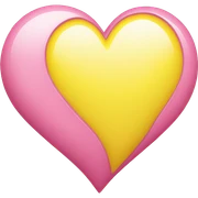 half yellow heart, half pink heart sticker