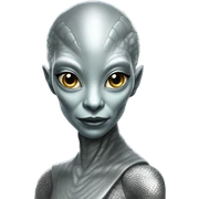 reptilian alien woman in silver sticker
