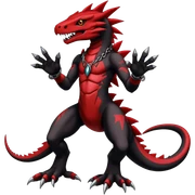  Cool Edgy Godly Divine Badass Gothic Black And Red Digimon-Fakemon-Reptile full body sticker