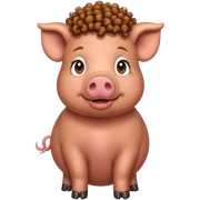 Pig with curly hair sticker