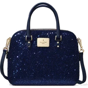 Realistic isolated navy blue glitter kate spade satchel purse.  sticker