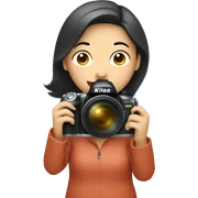 asian woman holding a nikon camera sticker