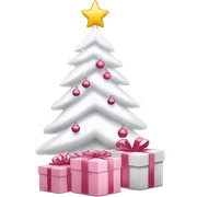 Light pink Christmas gifts under a white Christmas tree  sticker
