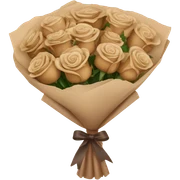 Beige and Brown roses Bouquet with brown bow in a paper package sticker