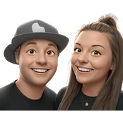 smiling girl and boy outdoors sticker