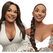 smiling girls indoors in dresses sticker