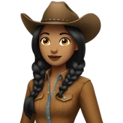 cowgirl straight black hair sticker