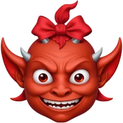 Funny smirking devil with bow on head  sticker