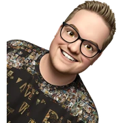 smiling boy with glasses sticker
