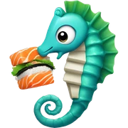 Seahorse eating sushi sticker