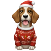 Dog wearing Christmas sweater sticker