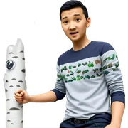 boy in forest looking at viewer sticker