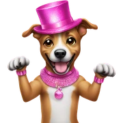Dancing dog with pink hat and disco theme  sticker