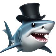 Shark with a top hat sticker