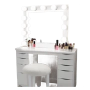 White makeup vanity with led light mirror sticker