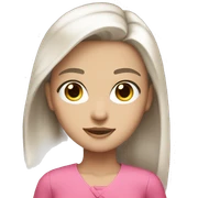 White pale hair brunette, brown eyes pink clothes sticker