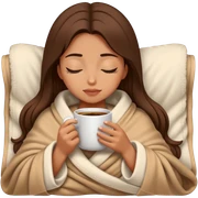 girl inside a blanket sipping coffee eyes closed sticker