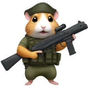 hamster combat soilder with gun sticker