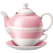 vintage elegant pink and white teapot and teacup sticker