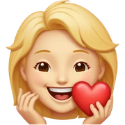 Laughing with heart sticker