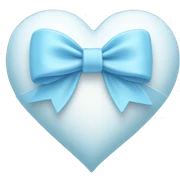 White heart with baby blue bow  sticker