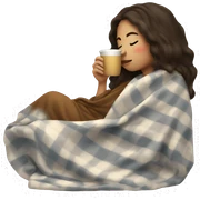 girl brunette inside a blanket sipping coffee eyes closed sticker
