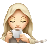White Girl inside a blanket sipping coffee eyes closed sticker