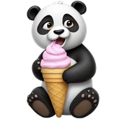 Panda eating ice cream sticker