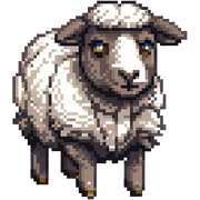 maximum blocky ultra-abstract pixel art Minecraft sheep emoji with only 2-4 large square pixels sticker