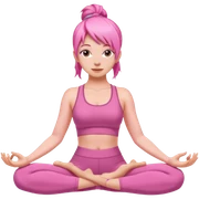 Woman with pink hair in a pink yoga outfit doing yoga sticker