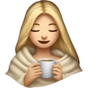 Blonde girl inside a blanket sipping coffee eyes closed sticker