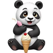 Panda eating ice cream sticker