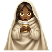 girl inside a blanket sipping coffee eyes closed sticker