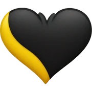 Half black and yellow heart sticker
