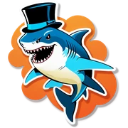 Shark with a top hat sticker