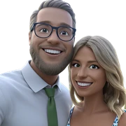 smiling couple in stylish attire sticker