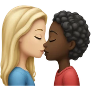 one white girl and one black girl kissing sticker