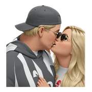 blonde girl with boys kissing sticker