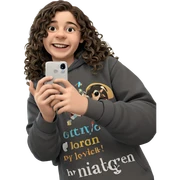 smiling boy taking selfie sticker