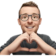 smiling boy with heart hands sticker