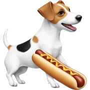 a jack russell eating a hot dog sticker