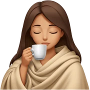 girl inside a blanket sipping coffee eyes closed sticker