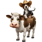 Dog riding a cow sticker