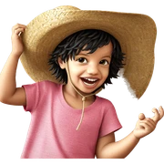 happy boy with straw hat sticker